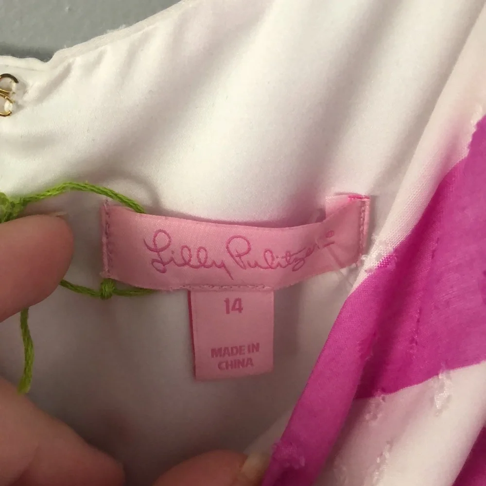 Lilly Pulitzer Pink and White Dress Size 14 - Picture 3 of 6